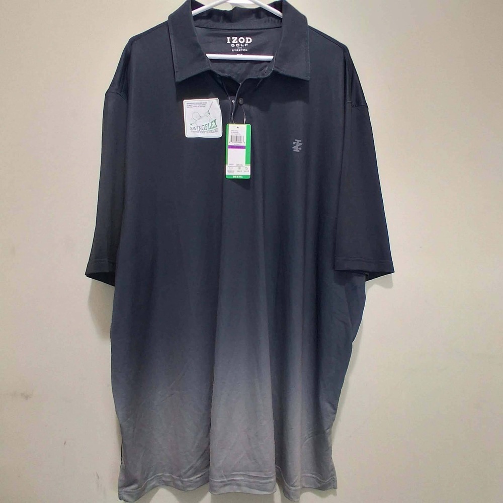 IZOD Golf Mens 2XLT Anthracite Ombre Swingflex Stretch Polo Shirt‎ 45IG142001